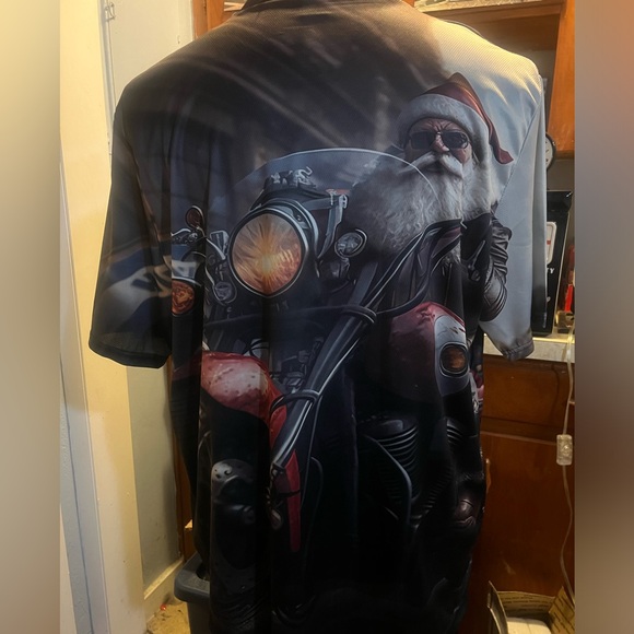 Santa and His Cycle T-Shirt, All Over Print , Fits XXL - Picture 2 of 2